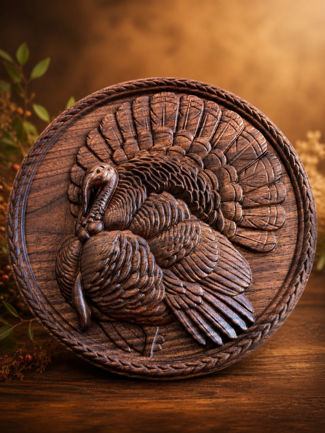 Walnut turkey plaque