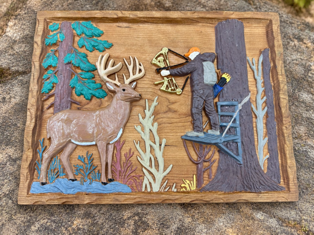 Archery hunter and deer wall art
