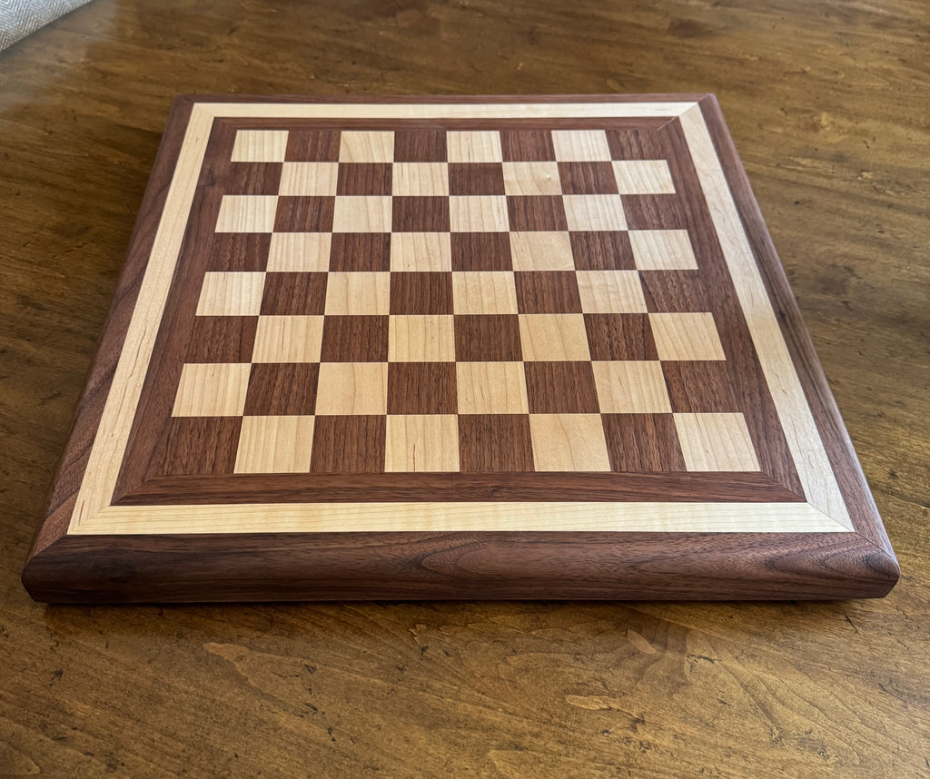 Custom walnut and maple chess board